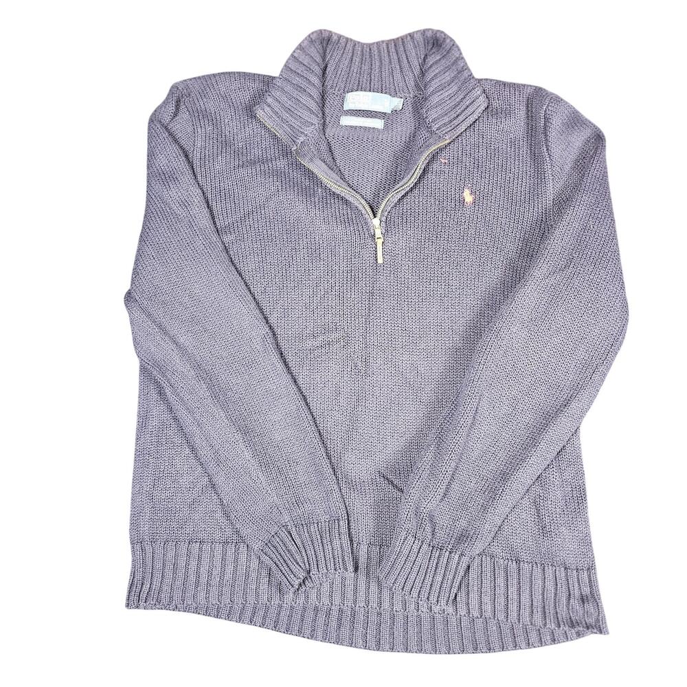 Polo Ralph Lauren Sweater Mens XL Navy Blue Quarter Zip Mock Neck Cotton Knit